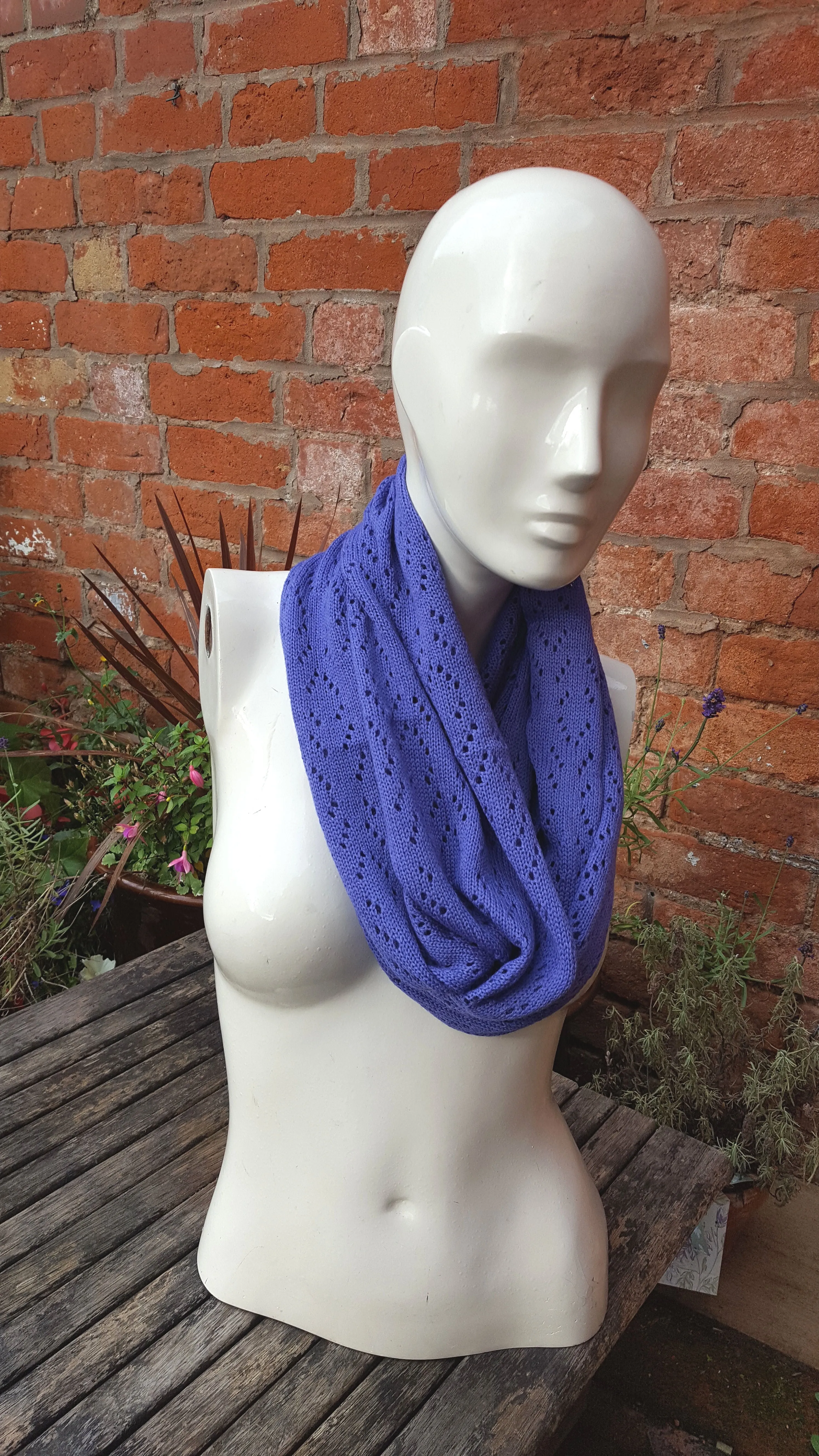 Handmade cowl, infinity scarf, mobius scarf, in periwinkle purple merino wool.