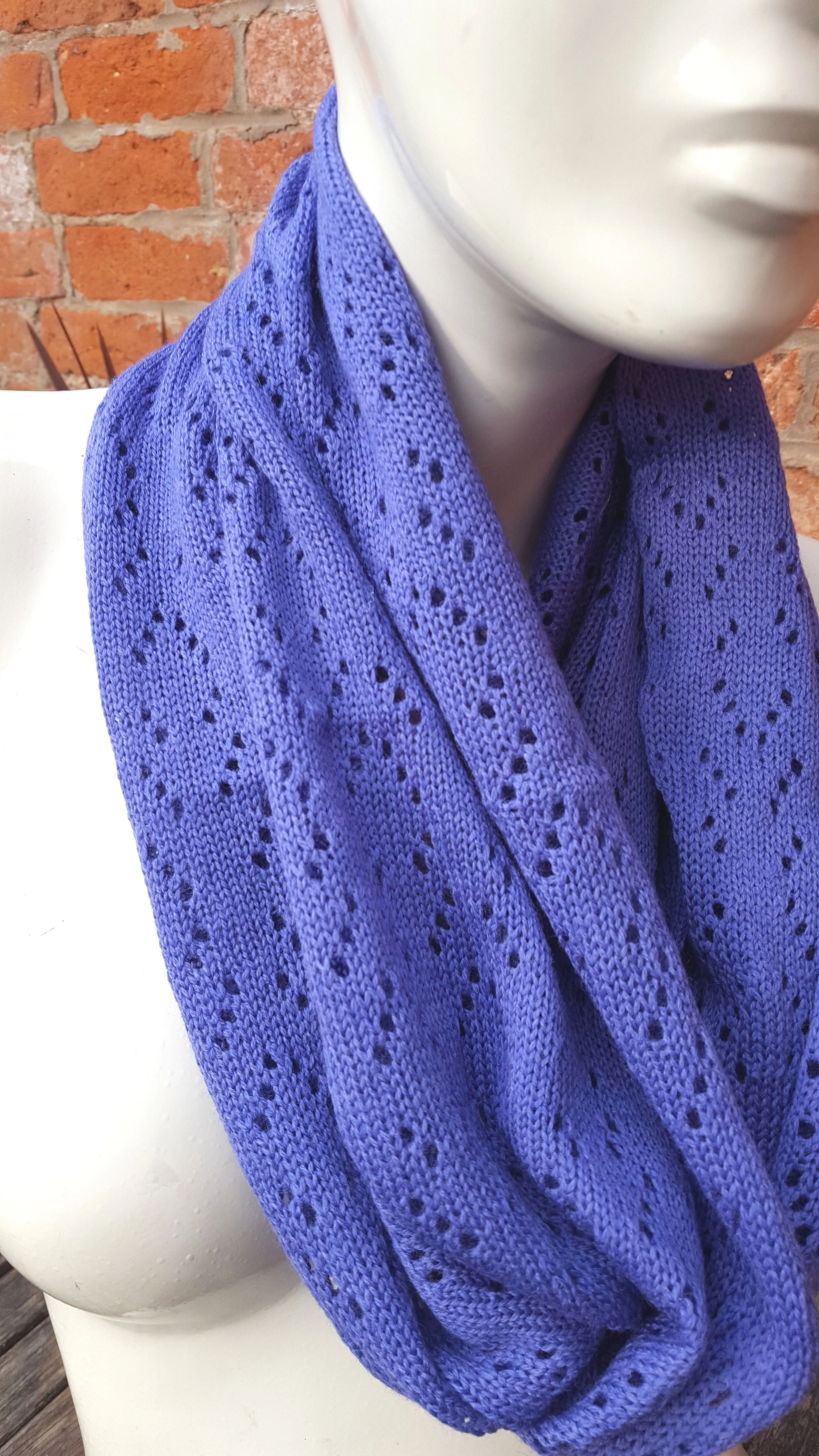 Handmade cowl, infinity scarf, mobius scarf, in periwinkle purple merino wool.