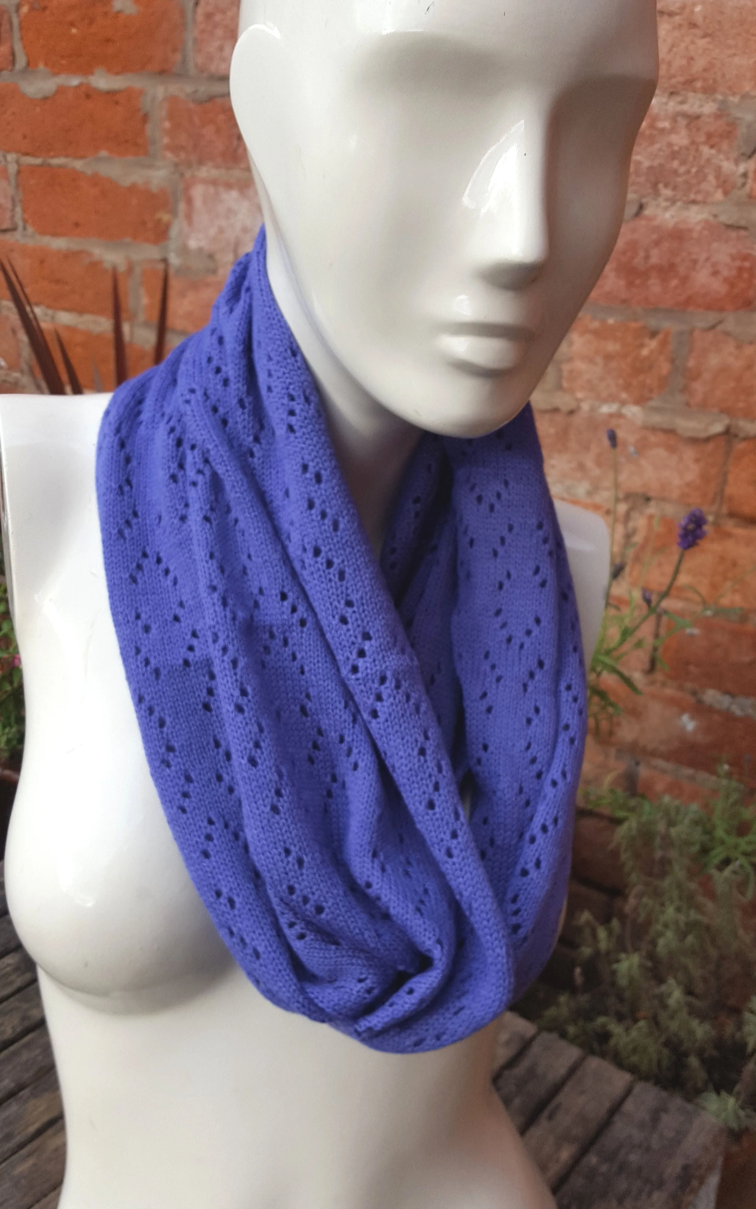 Handmade cowl, infinity scarf, mobius scarf, in periwinkle purple merino wool.