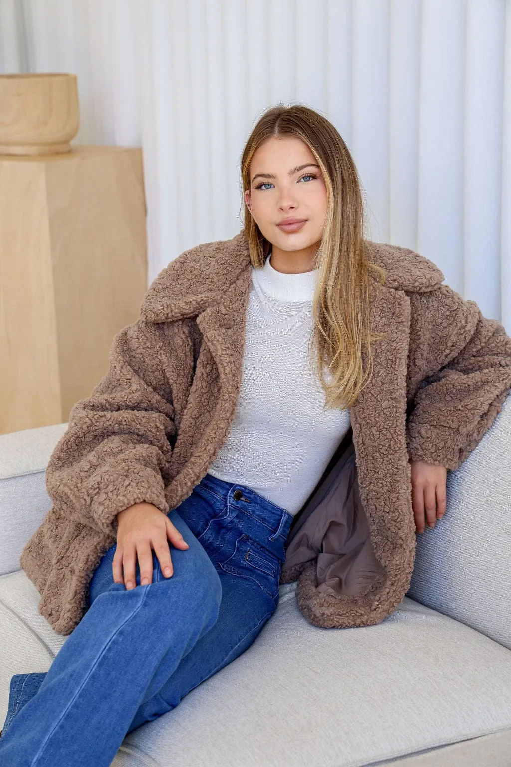 Hazel Teddy Jacket - Mocha