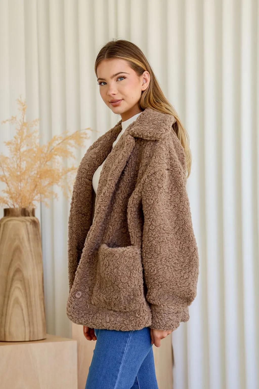 Hazel Teddy Jacket - Mocha