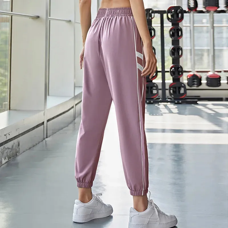 High Waist Side Striped Jogger Sweatpant with Elasticized Waistband