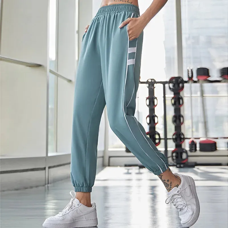 High Waist Side Striped Jogger Sweatpant with Elasticized Waistband