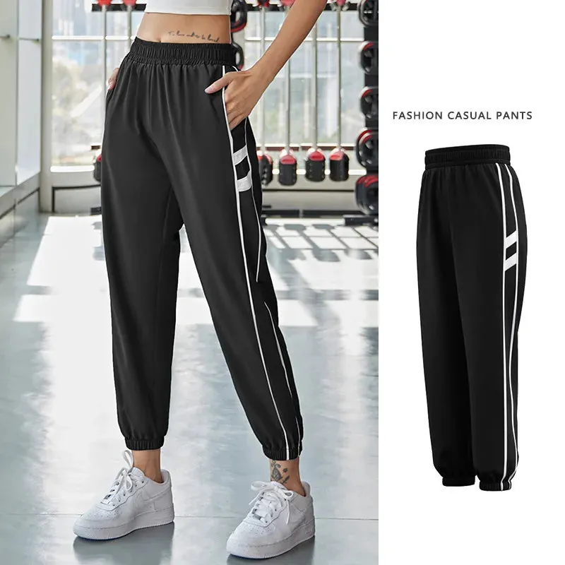 High Waist Side Striped Jogger Sweatpant with Elasticized Waistband