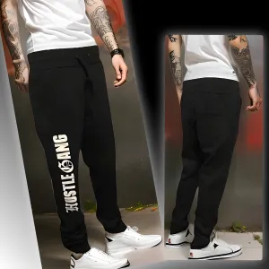 ^HUSTLE GANG^ (BLACK) *OPEN LEG* SWEATPANTS FOR MEN