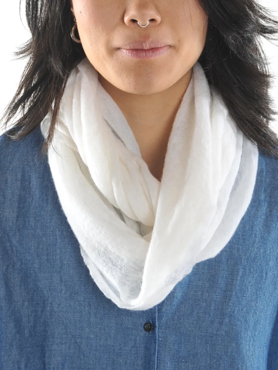 Ivory Classic Knit Cashmere Tube Scarf