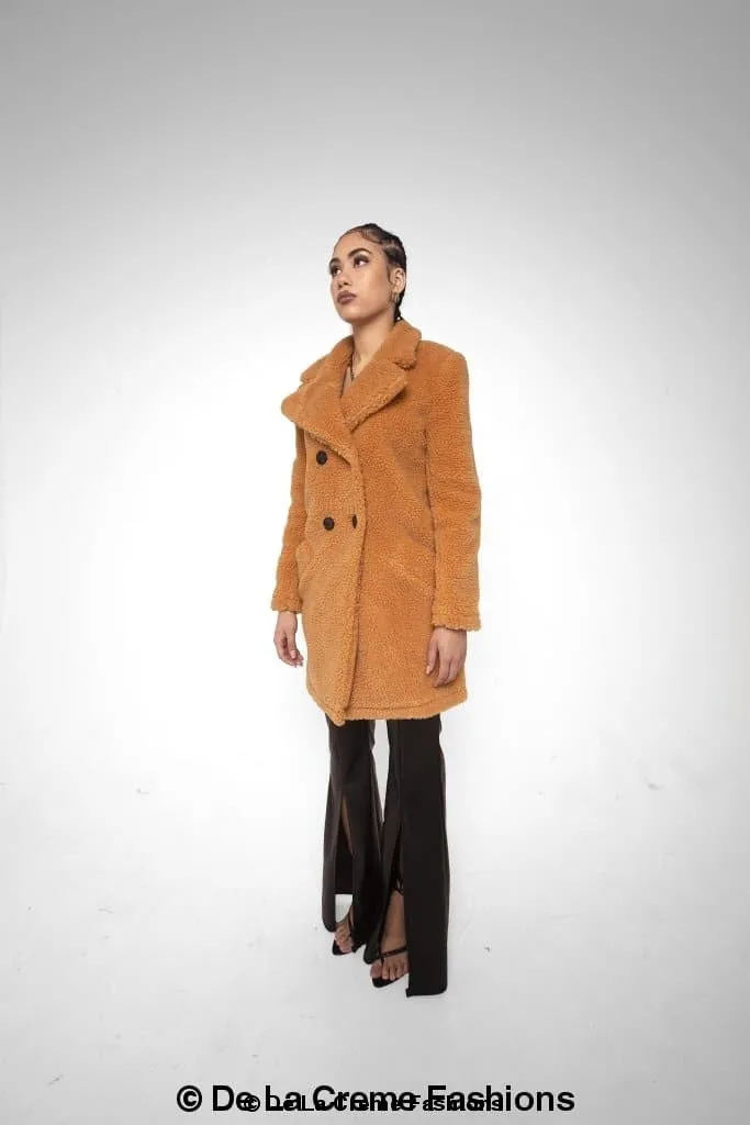 Janine Double Breasted Borg Teddy Coat