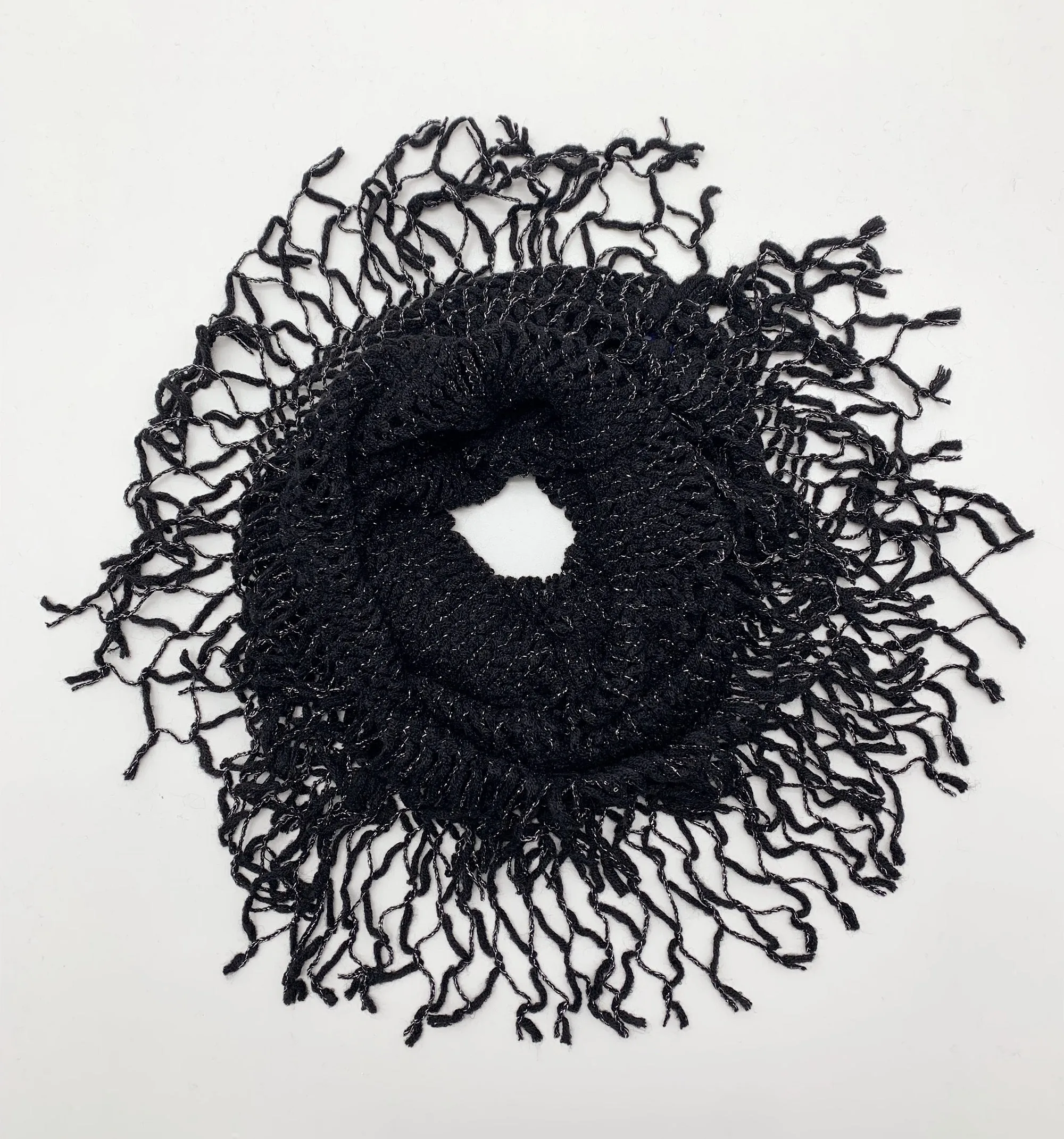 JC011805 Knitted Fringe Trim Infinity Scarf