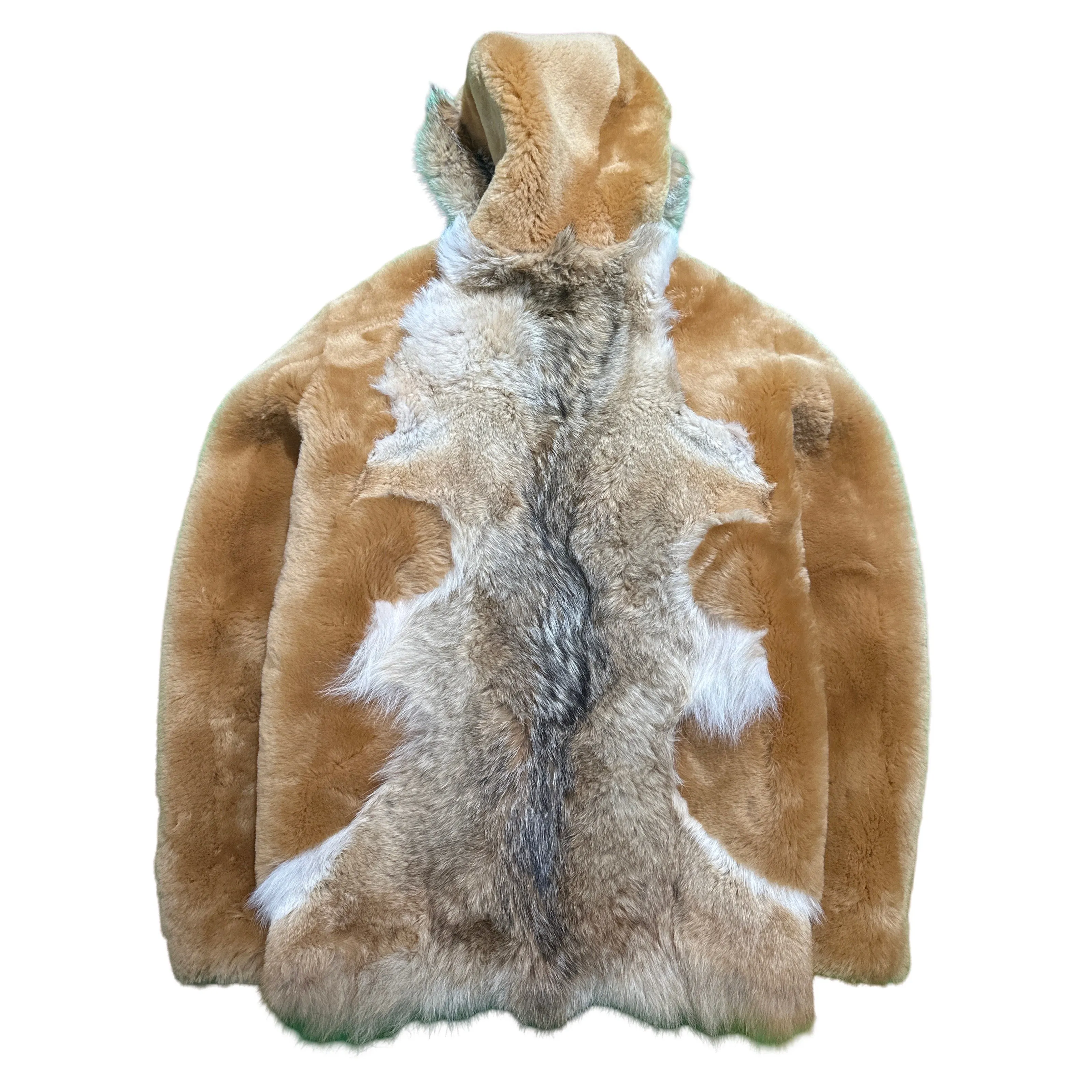 Kashani Natural Fox Tail Hooded Mouton Shearling