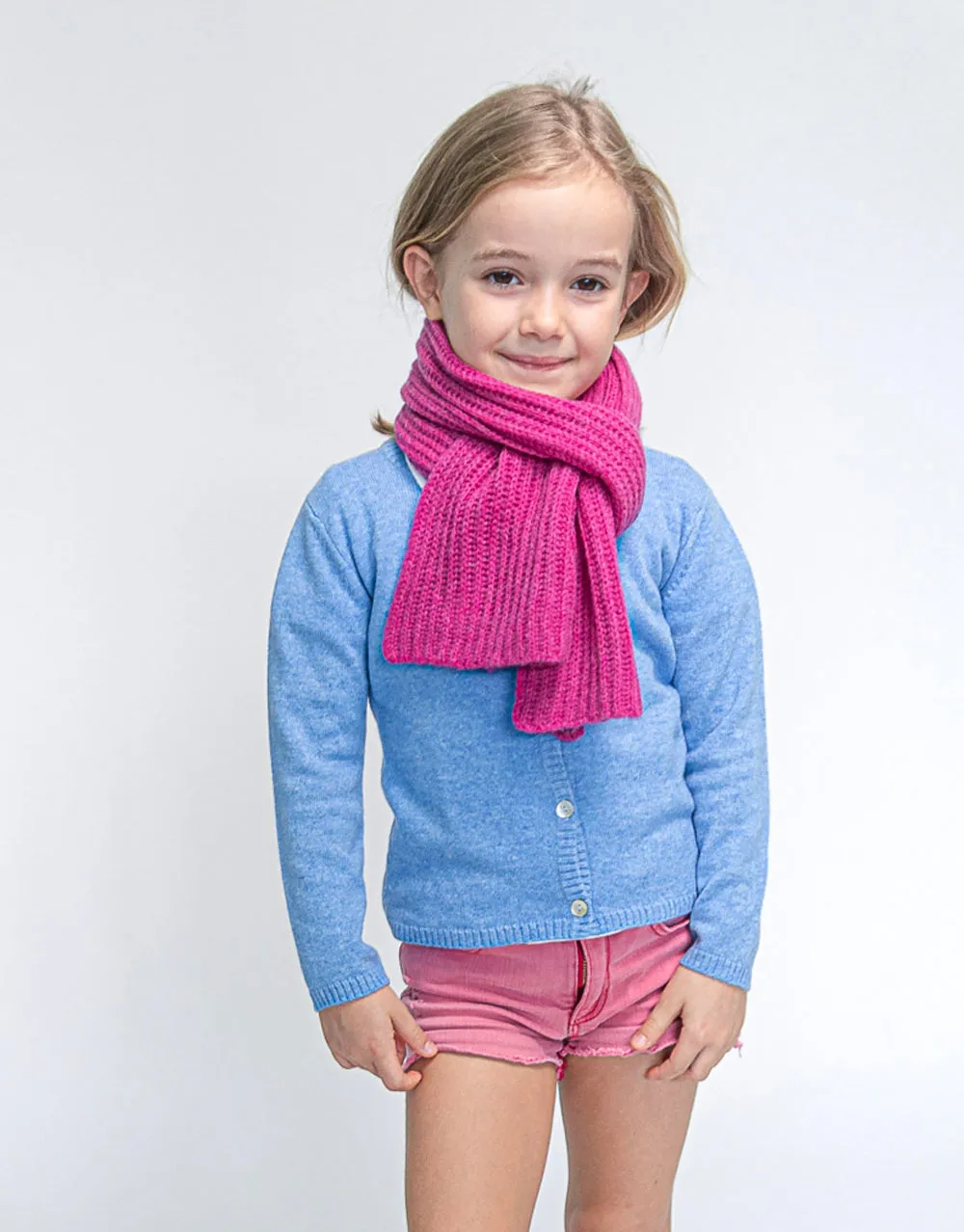 Kids Rib Knit Scarf in Berry