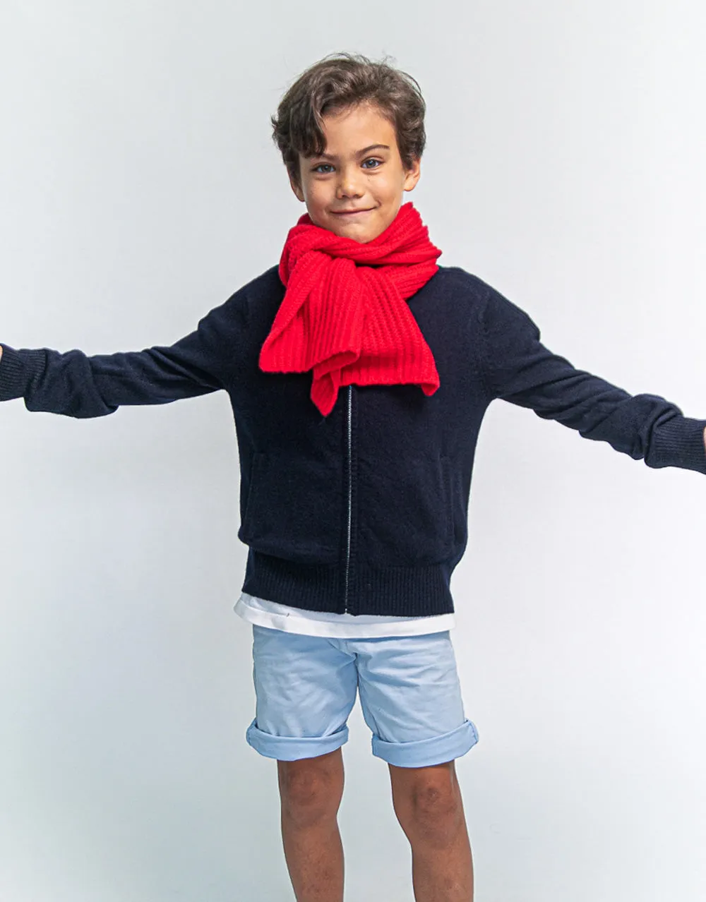 Kids Rib Knit Scarf in Ferrari