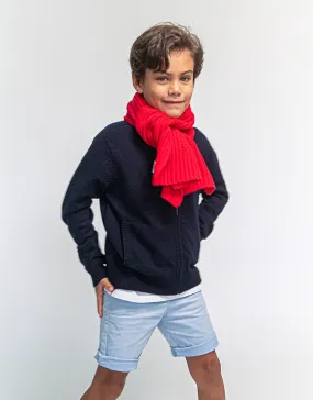 Kids Rib Knit Scarf in Ferrari