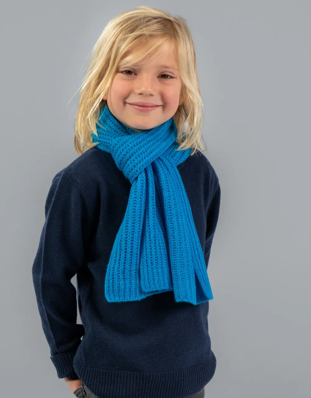 Kids Rib Knit Scarf in Mykonos