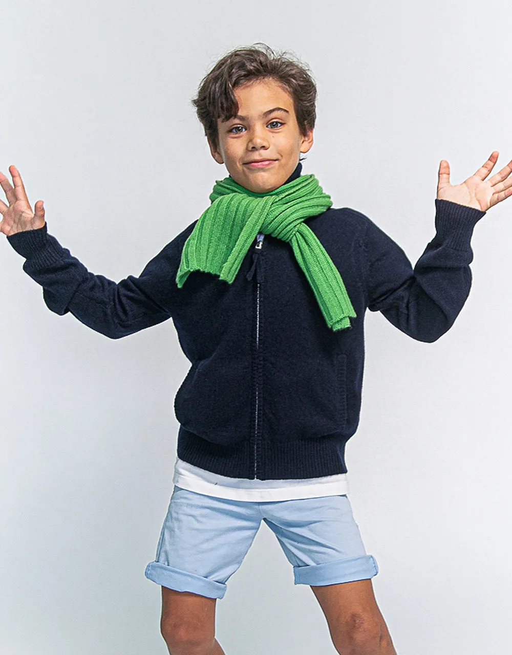 Kids Soft Knitted Cashmere Scarf in Grass