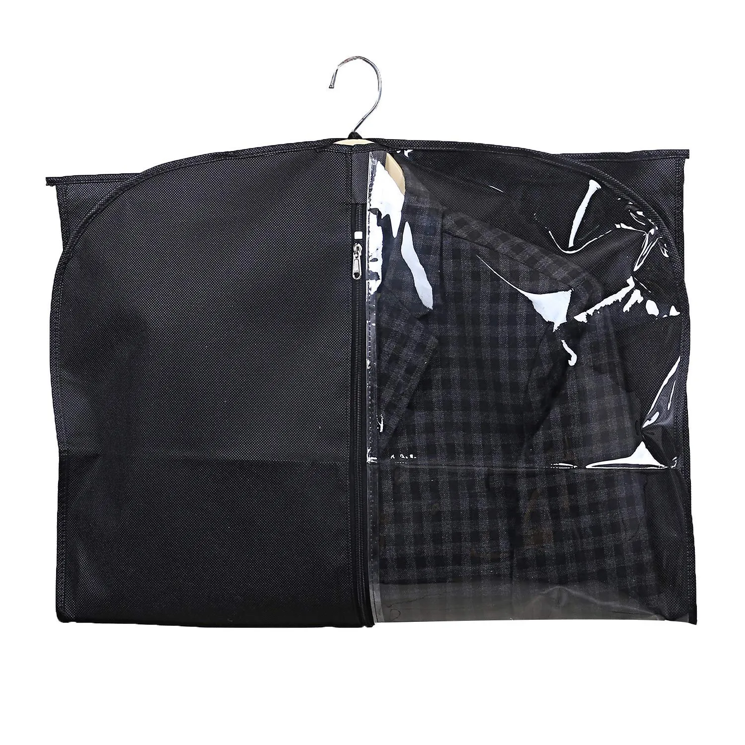 Kuber Industries 12 Pieces Half Transparent Non Woven Men's Coat Blazer Suit Cover (Black) -CTKTC41356