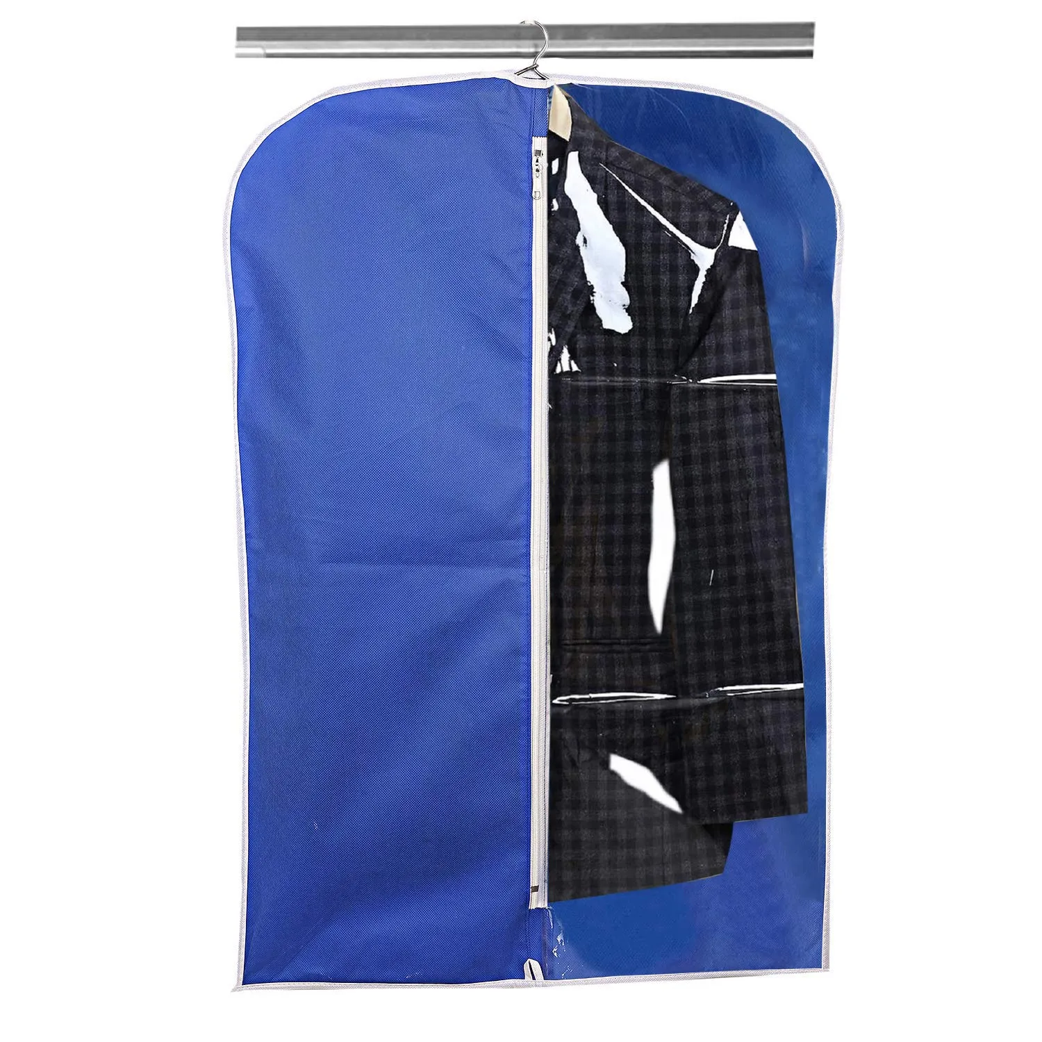 Kuber Industries 8 Pieces Half Transparent Non Woven Men's Coat Blazer Suit Cover (Royal Blue) -CTKTC41450