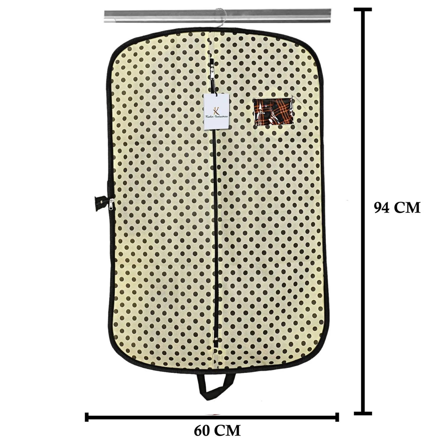 Kuber Industries Polka Dots Printed 2 Pieces Foldable Non Woven Men's Coat Blazer Cover (Cream) -CTKTC43372