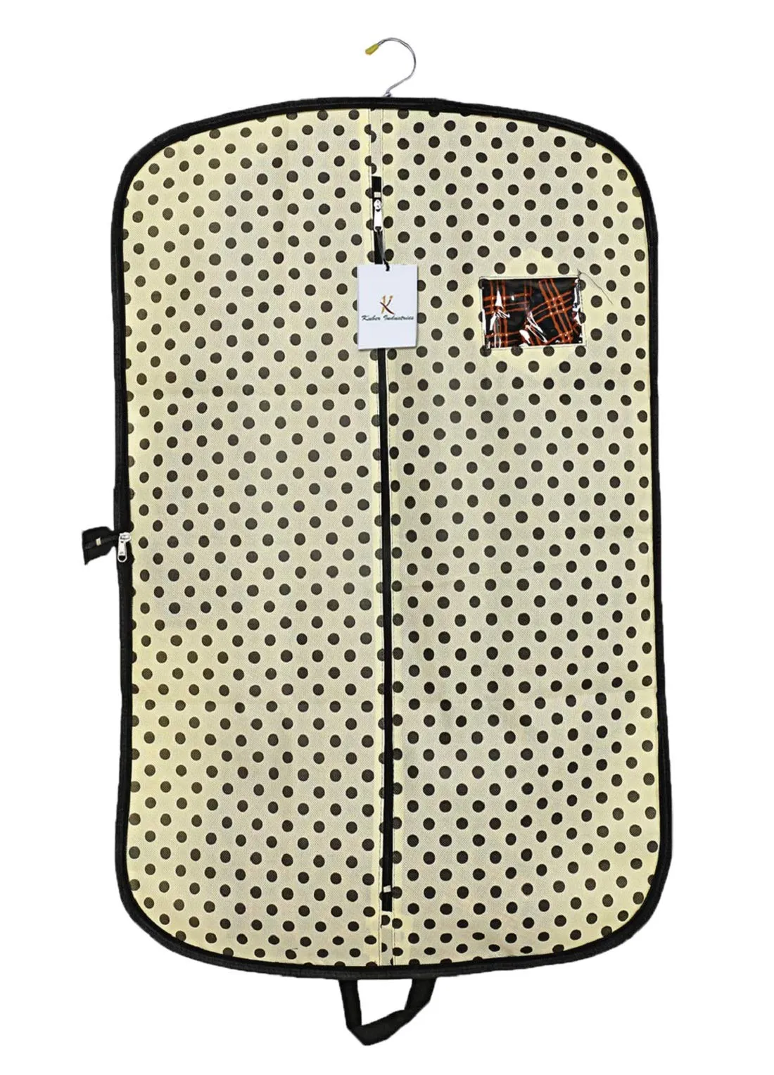 Kuber Industries Polka Dots Printed 2 Pieces Foldable Non Woven Men's Coat Blazer Cover (Cream) -CTKTC43372