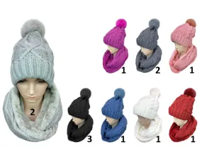 Ladies Fashion Beanie with Infinity Scarf Set Wholesale