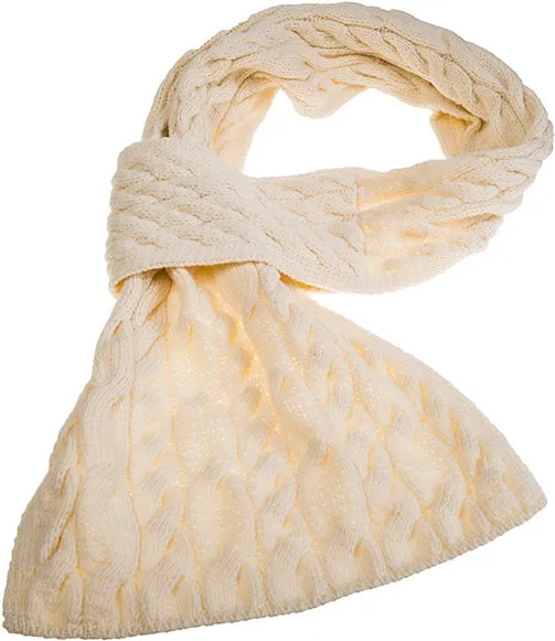 Ladies Supersoft Merino Wool Cable Design Wide Scarf by Aran Mills - 4 Colours