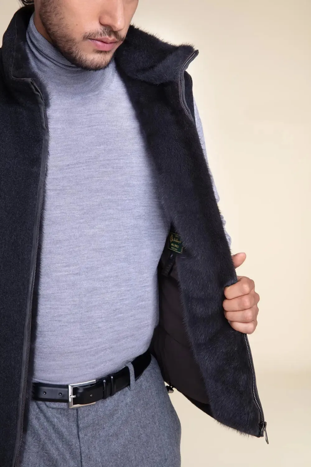 Men vest with fur