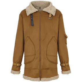 Men's Brown Sheepskin Winter Teddy Coat