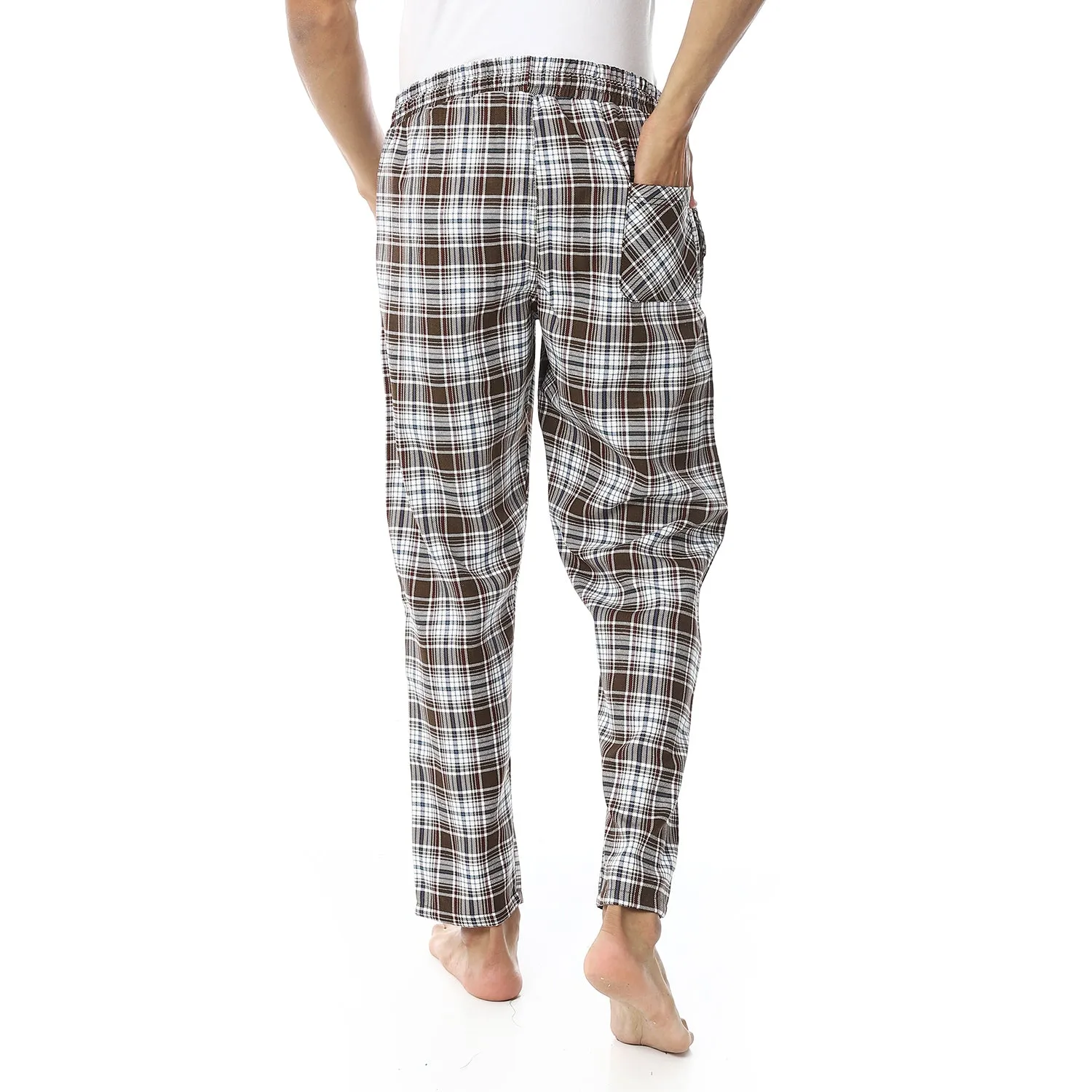 Men's Winter Check Pants - Brown