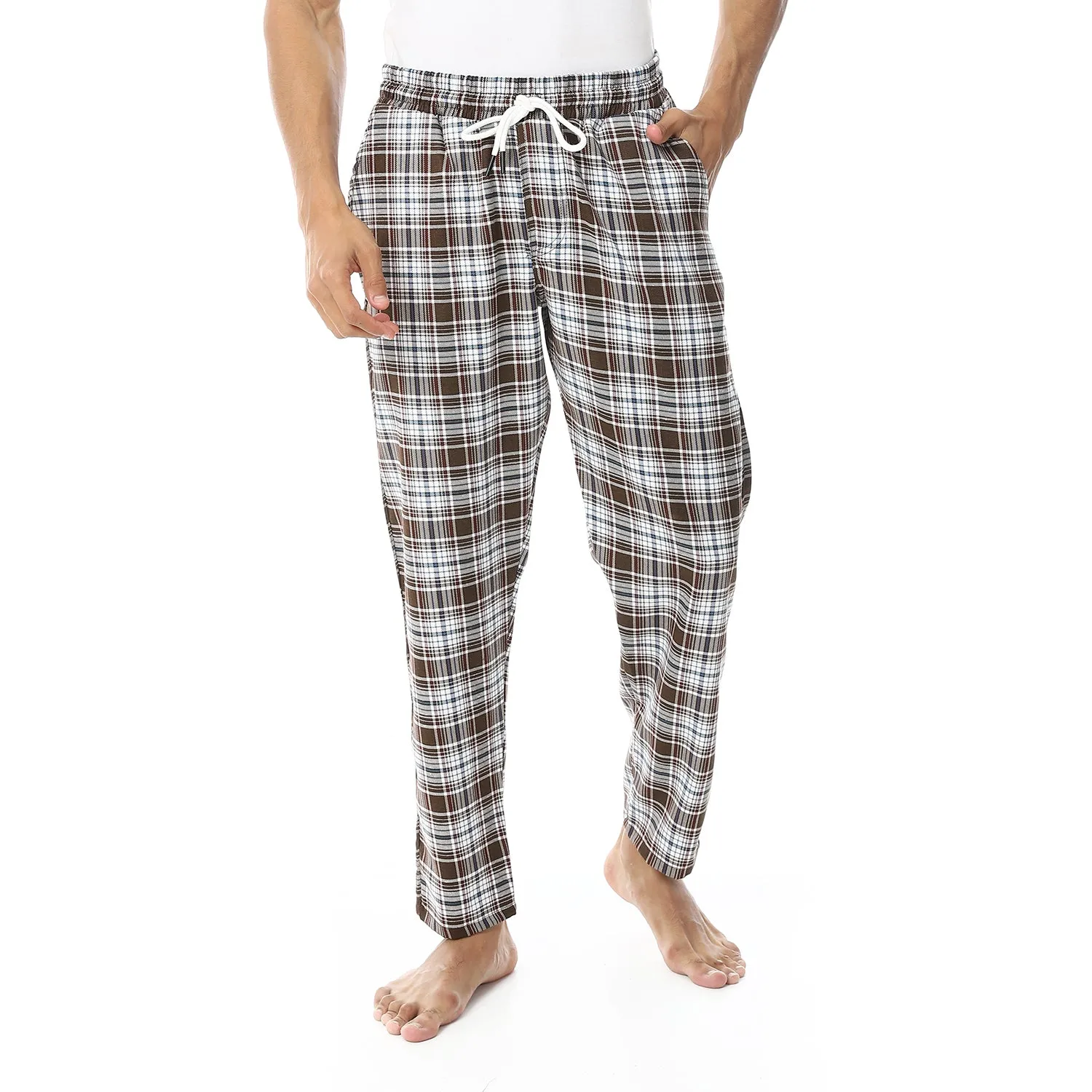 Men's Winter Check Pants - Brown