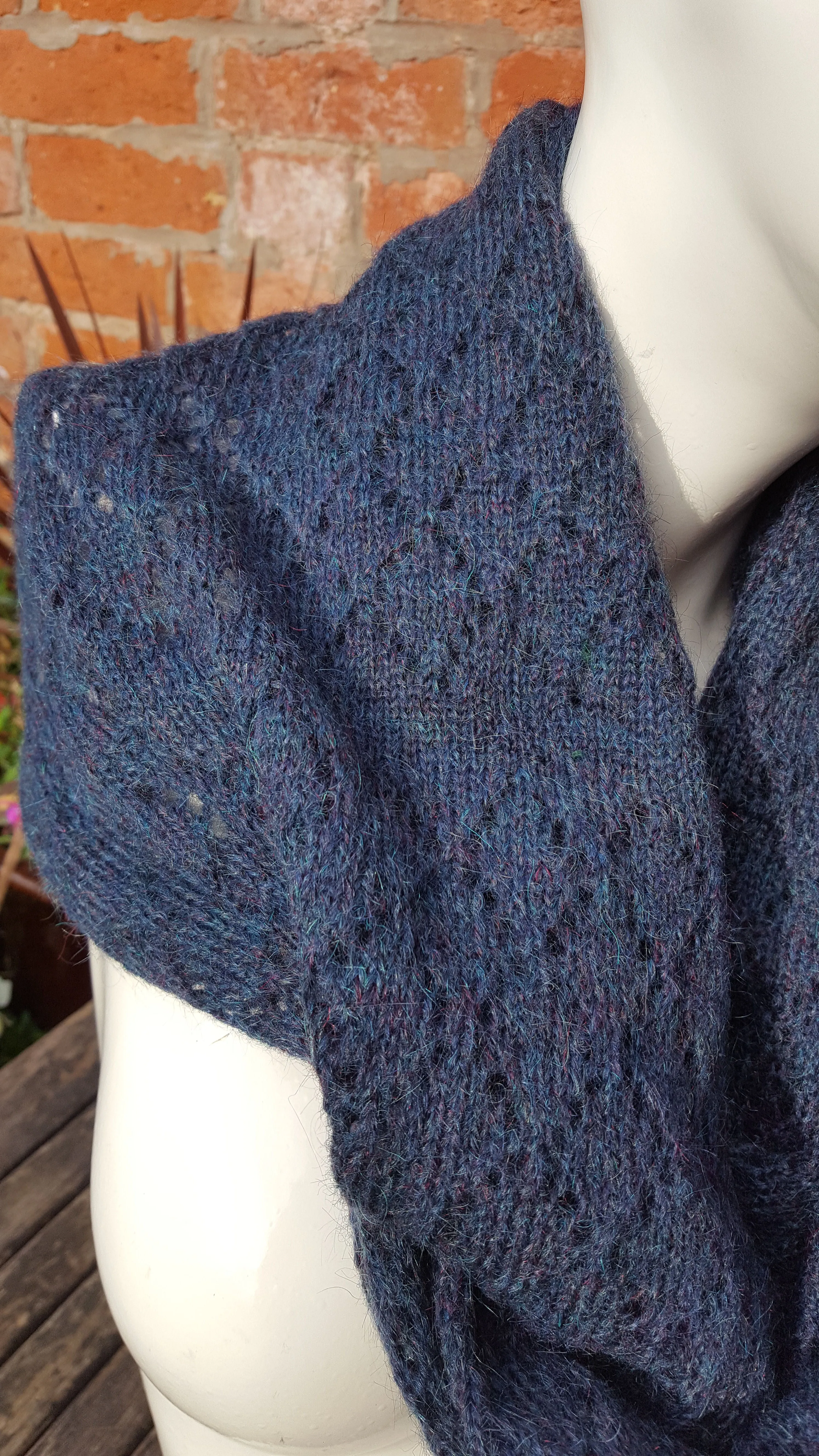 Mohair, Handmade cowl, infinity scarf, mobius scarf, in petrol blue.