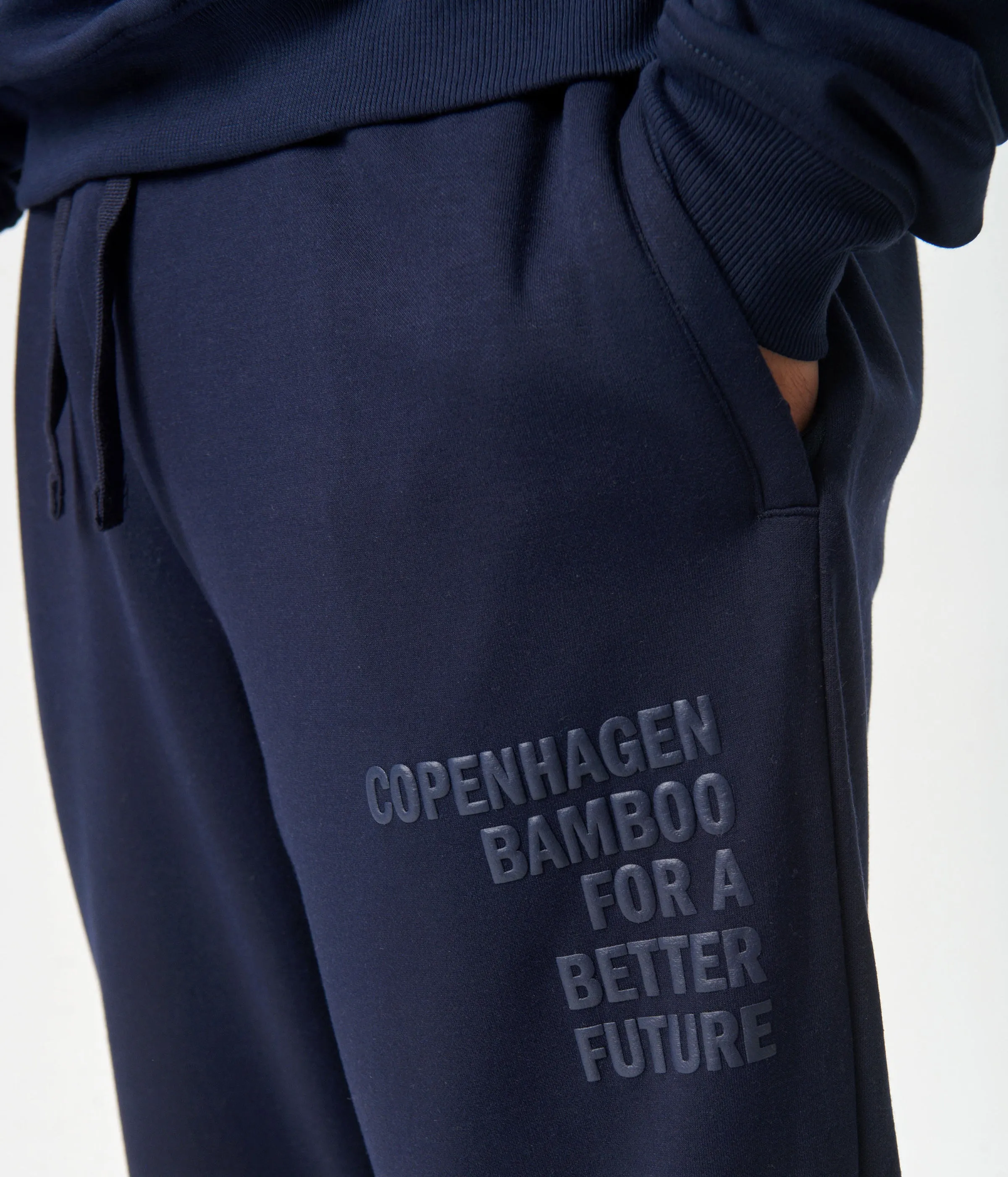 Navy bamboo sweatpants with logo