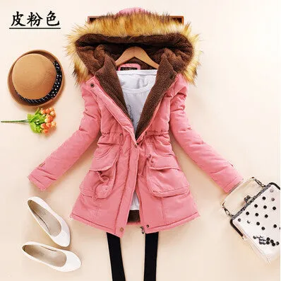 new winter military coats women cotton wadded hooded jacket medium-long casual parka thickness plus size XXXL quilt snow outwear