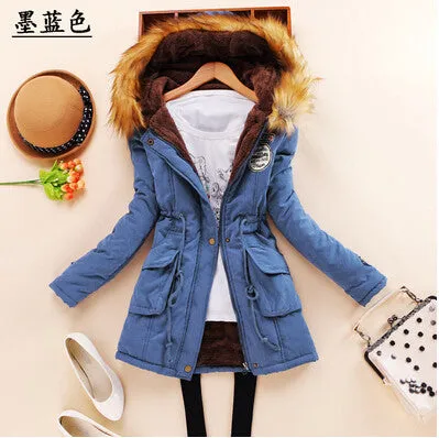 new winter military coats women cotton wadded hooded jacket medium-long casual parka thickness plus size XXXL quilt snow outwear