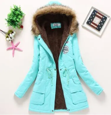 new winter military coats women cotton wadded hooded jacket medium-long casual parka thickness plus size XXXL quilt snow outwear