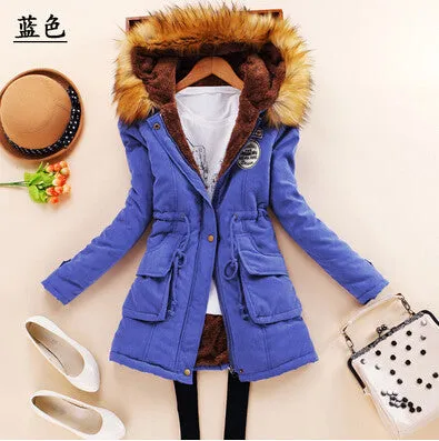 new winter military coats women cotton wadded hooded jacket medium-long casual parka thickness plus size XXXL quilt snow outwear