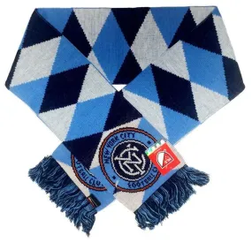 New York City FC Ruffneck MLS Blue Diamond Argyle Knit Acrylic Scarf 7" x 60"