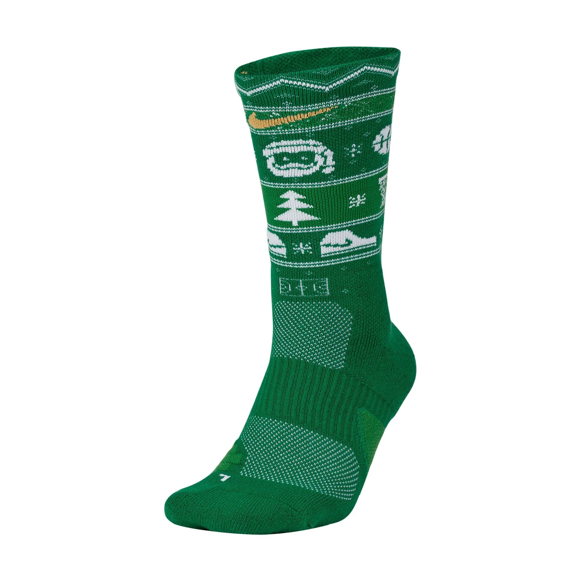 Nike Elite Christmas Crew Socks (Clover/White/Club Gold)