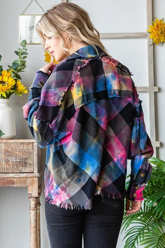 OLI105 - BRIGHT MIXED BUFFALO PLAID SHACKET