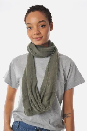 Olive Melange Knit Cashmere Tube Scarf