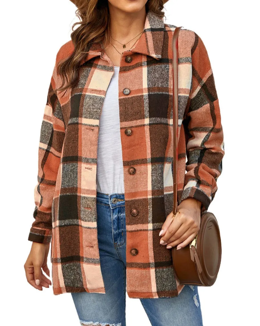 Plaid Buttoned Shirt Jacket