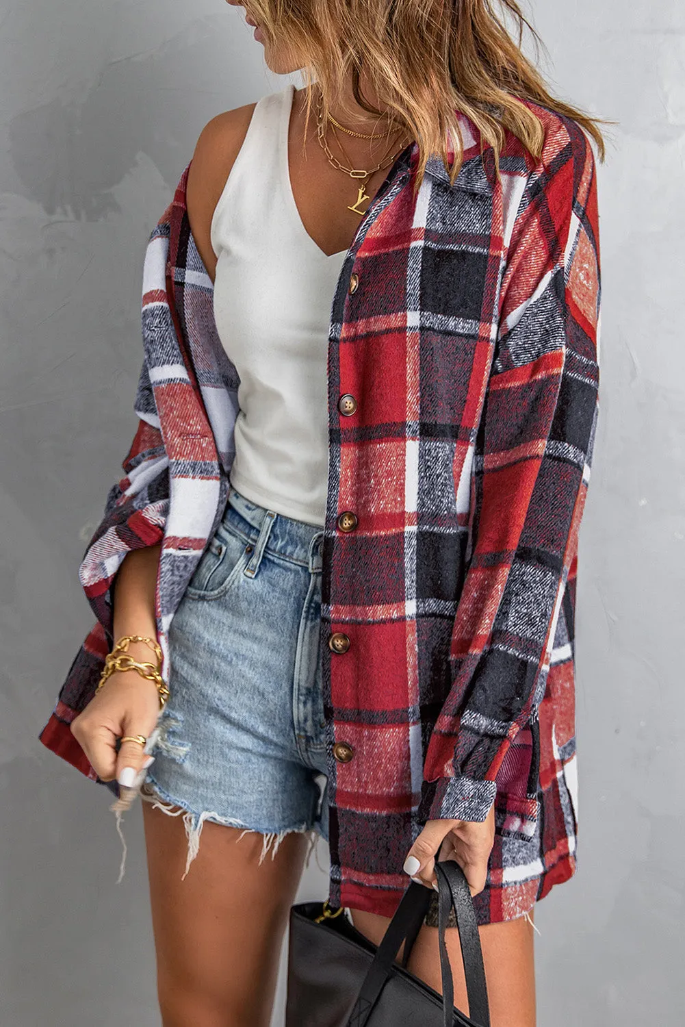 Plaid Buttoned Shirt Jacket