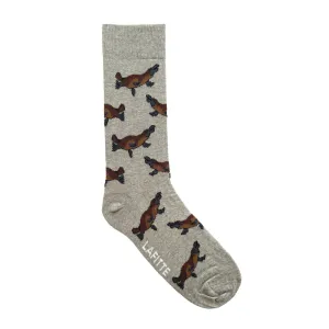 Platypus on Grey Crew Socks - Aussie Made