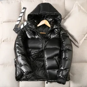 Plus size Men parkas Puffer Jackets Bubble Padded Clothes Solid Detachable Hat Warm Black Waterproof Jackets Man Down Coats