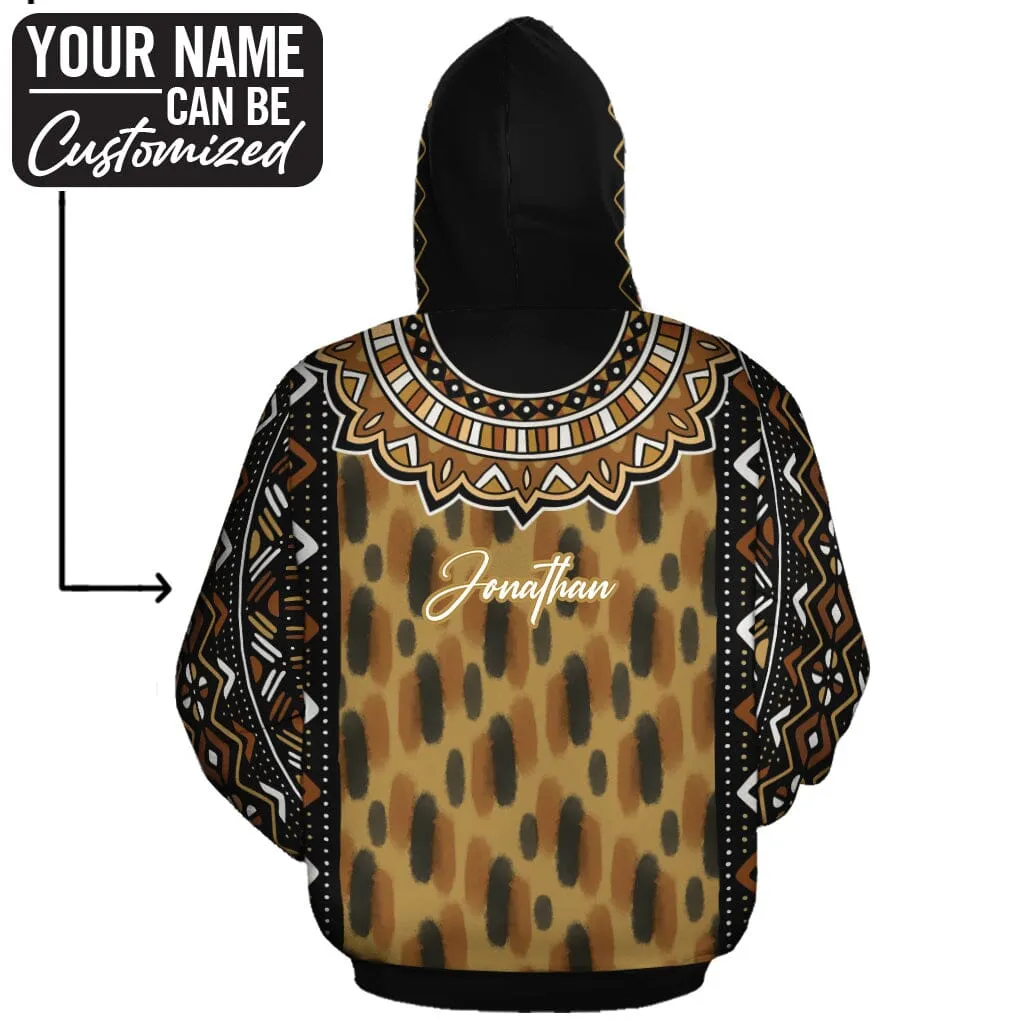 Printed Mud Cloth and Adinkra Symbol All-over Hoodie