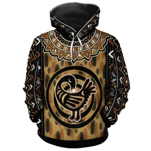 Printed Mud Cloth and Adinkra Symbol All-over Hoodie