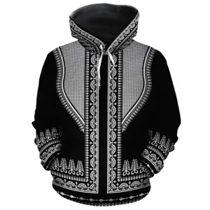 Printed Silver Dashiki All-over Hoodie