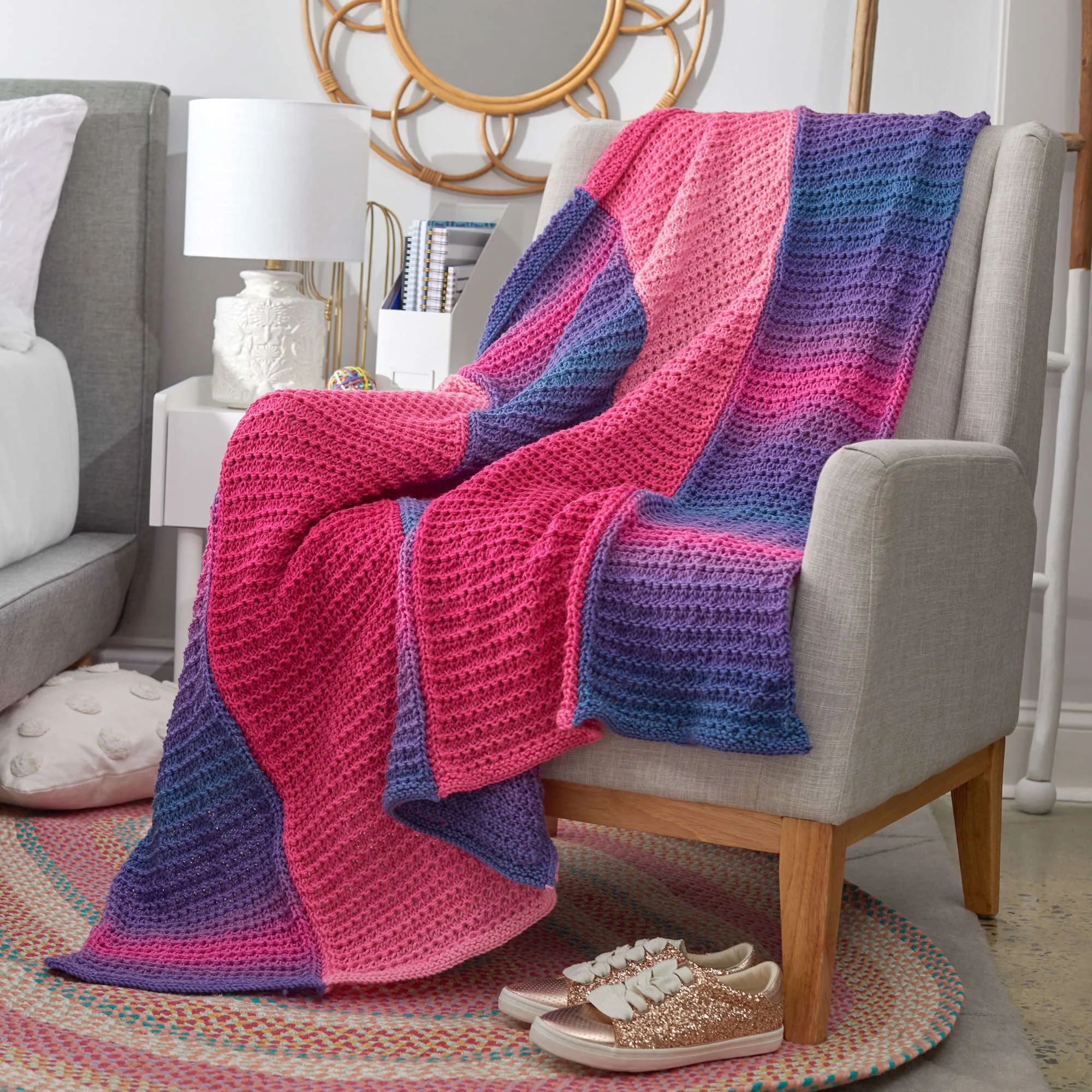 Red Heart Dynamic Knit Ombre Throw