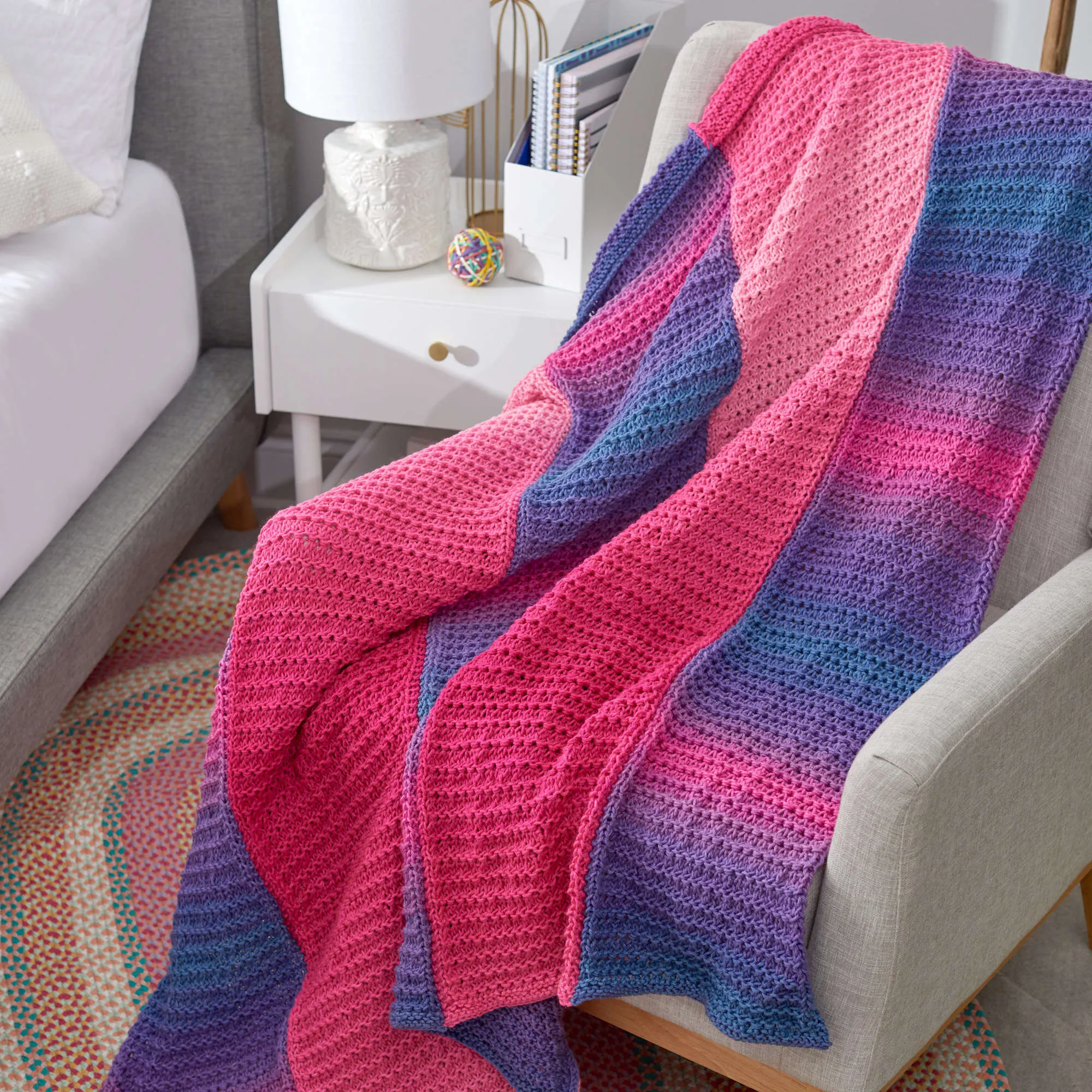 Red Heart Dynamic Knit Ombre Throw