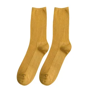 Retro Cotton Stockings Pure Colour Mori Girl Loose Socks Calf Length For Fall/Winter 14 Colours