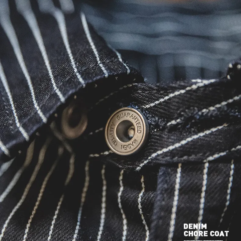 Retro Stripe Denim Chore Coat