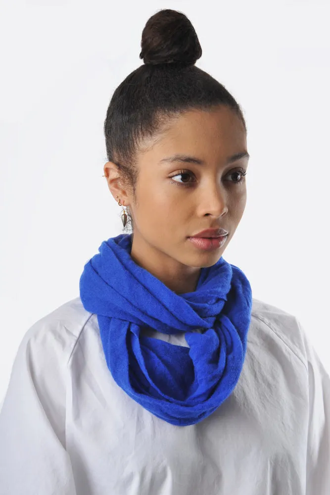 Royal Blue Classic Cashmere Knit Tube Scarf